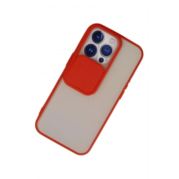 iPhone 13 Pro Kılıf Palm Buzlu Kamera Sürgülü Silikon - Kırmızı