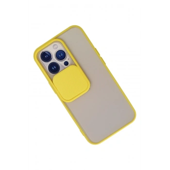 iPhone 13 Pro Kılıf Palm Buzlu Kamera Sürgülü Silikon - Sarı