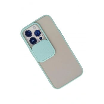 iPhone 13 Pro Kılıf Palm Buzlu Kamera Sürgülü Silikon - Turkuaz