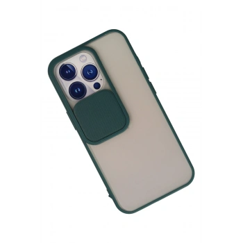 iPhone 13 Pro Kılıf Palm Buzlu Kamera Sürgülü Silikon - Yeşil