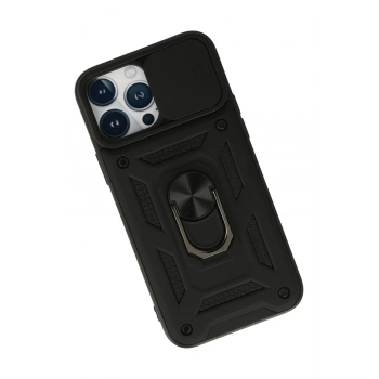 iPhone 13 Pro Kılıf Pars Lens Yüzüklü Silikon - Siyah
