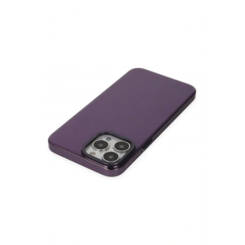 iPhone 13 Pro Max Kılıf Anka PC Sert Metal Kapak - Mor