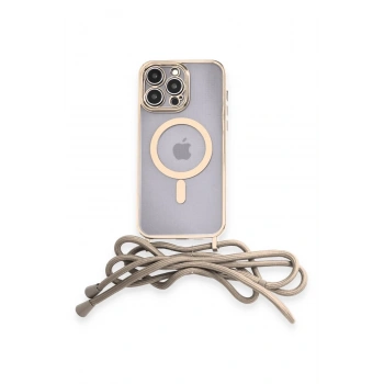 iPhone 13 Pro Max Kılıf Divo Lazer Askılı Magsafe Kapak - Gold