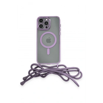 iPhone 13 Pro Max Kılıf Divo Lazer Askılı Magsafe Kapak - Lila