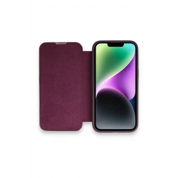 iPhone 13 Pro Max Kılıf Dolpin Kapaklı - Derin Mor