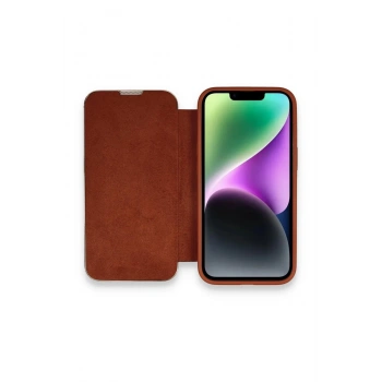 iPhone 13 Pro Max Kılıf Dolpin Kapaklı - Kahverengi