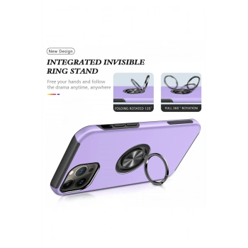 iPhone 13 Pro Max Kılıf Elit Yüzüklü Kapak - Mor