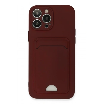 iPhone 13 Pro Max Kılıf Kelvin Kartvizitli Silikon - Bordo
