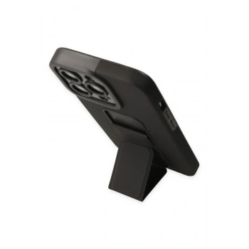 iPhone 13 Pro Max Kılıf Mega Standlı Silikon - Siyah