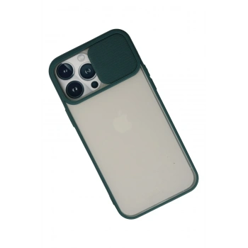 iPhone 13 Pro Max Kılıf Palm Buzlu Kamera Sürgülü Silikon - Yeşil
