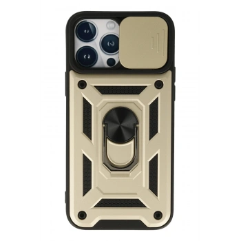 iPhone 13 Pro Max Kılıf Pars Lens Yüzüklü Silikon - Gold