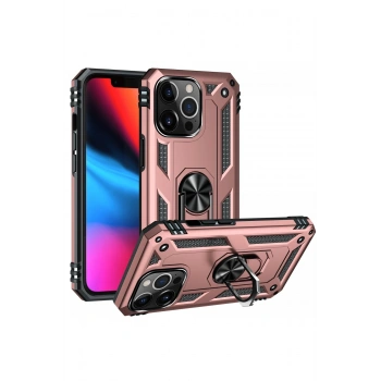 iPhone 13 Pro Max Kılıf Sofya Yüzüklü Silikon Kapak - Rose