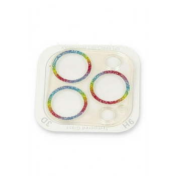 iPhone 13 Pro Max Shine Kamera Lens Koruma Cam - Rainbow