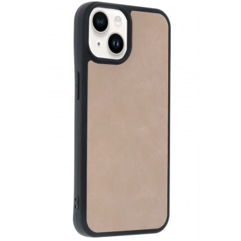 iPhone 14 Kılıf Aras Deri Kapak - Pudra