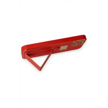 iPhone 14 Kılıf Coco Deri Standlı Kapak - Kırmızı