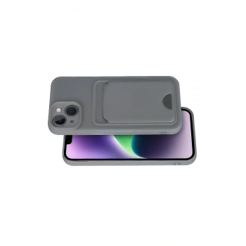 iPhone 14 Kılıf Kelvin Kartvizitli Silikon - Gri
