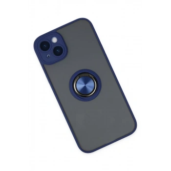 iPhone 14 Kılıf Montreal Yüzüklü Silikon Kapak - Lacivert