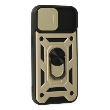 iPhone 14 Kılıf Pars Lens Yüzüklü Silikon - Gold