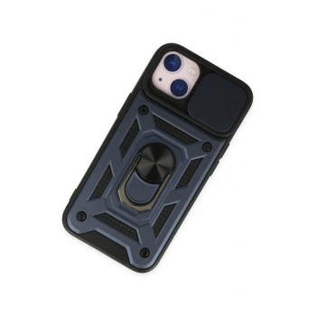 iPhone 14 Kılıf Pars Lens Yüzüklü Silikon - Lacivert