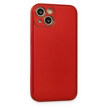 iPhone 14 Plus Kılıf Coco Deri Silikon Kapak - Kırmızı