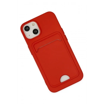 iPhone 14 Plus Kılıf Kelvin Kartvizitli Silikon - Kırmızı