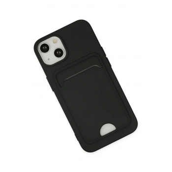 iPhone 14 Plus Kılıf Kelvin Kartvizitli Silikon - Siyah