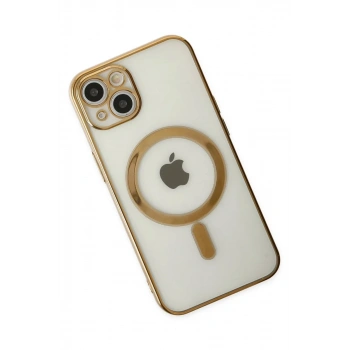 iPhone 14 Plus Kılıf Magneticsafe Lazer Silikon - Gold
