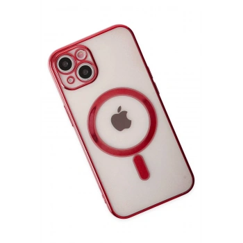 iPhone 14 Plus Kılıf Magneticsafe Lazer Silikon - Kırmızı