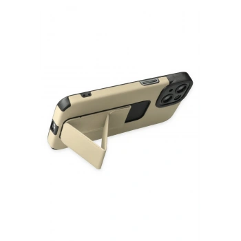 iPhone 14 Plus Kılıf Mega Standlı Silikon - Gold