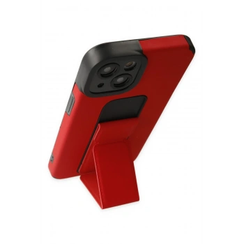 iPhone 14 Plus Kılıf Mega Standlı Silikon - Kırmızı