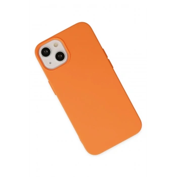 iPhone 14 Plus Kılıf Nano içi Kadife Silikon - Turuncu