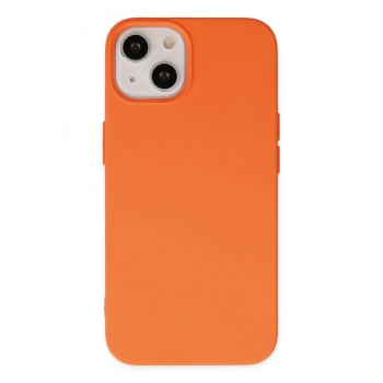 iPhone 14 Plus Kılıf Nano içi Kadife Silikon - Turuncu