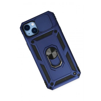 iPhone 14 Plus Kılıf Pars Lens Yüzüklü Silikon - Lacivert