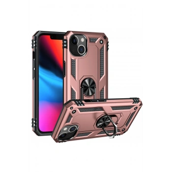 iPhone 14 Plus Kılıf Sofya Yüzüklü Silikon Kapak - Rose