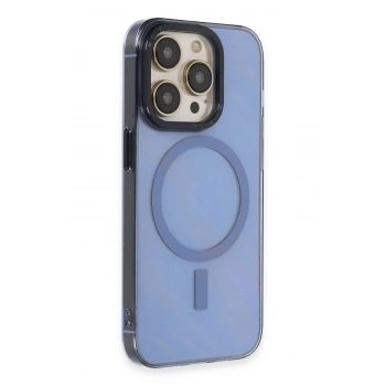 iPhone 14 Pro Kılıf Anka PC Magneticsafe Sert Metal Kapak - Sierra Blue