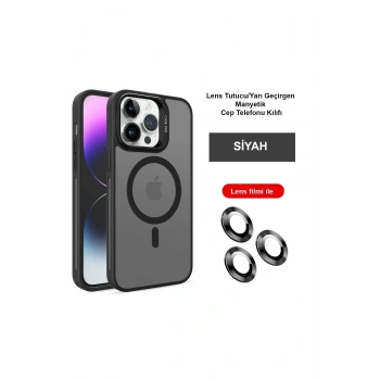 iPhone 14 Pro Kılıf Flet Lens Magsafe Kapak - Siyah