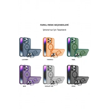 iPhone 14 Pro Kılıf Flet Lens Magsafe Kapak - Turuncu