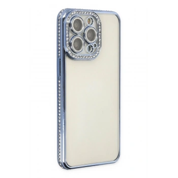 iPhone 14 Pro Kılıf Joke Taşlı Silikon - Mavi