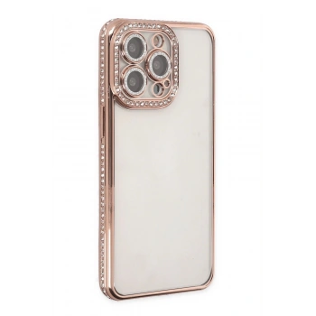 iPhone 14 Pro Kılıf Joke Taşlı Silikon - Pembe