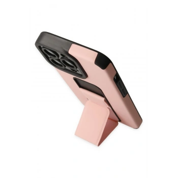 iPhone 14 Pro Kılıf Mega Standlı Silikon - Pudra