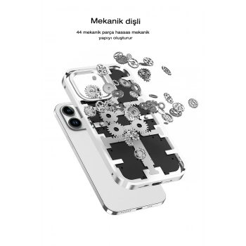 iPhone 14 Pro Kılıf Mekanik Bumper Kapak - Gümüş