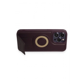 iPhone 14 Pro Kılıf Merkür Magneticsafe Standlı Kapak - Derin Mor