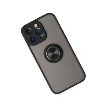 iPhone 14 Pro Kılıf Montreal Yüzüklü Silikon Kapak - Siyah