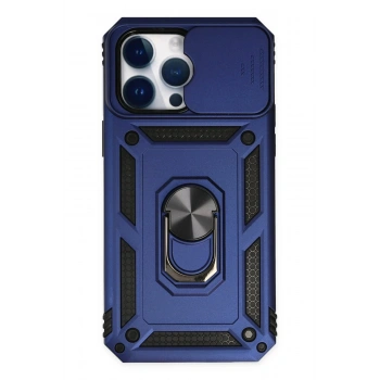 iPhone 14 Pro Kılıf Pars Lens Yüzüklü Silikon - Lacivert