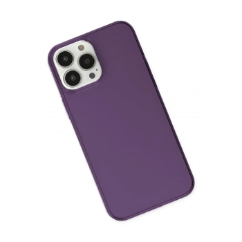 iPhone 14 Pro Kılıf Pc Sert Şeffaf Kapak - Mor