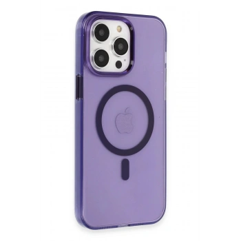 iPhone 14 Pro Kılıf Tron Şeffaf Magsafe Kapak - Derin Mor