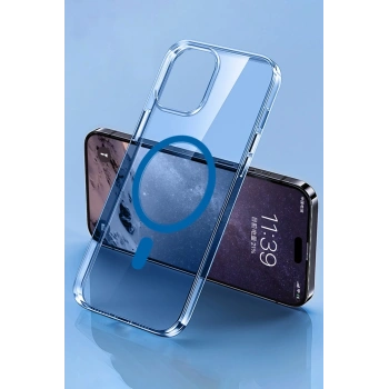 iPhone 14 Pro Kılıf Tron Şeffaf Magsafe Kapak - Mavi