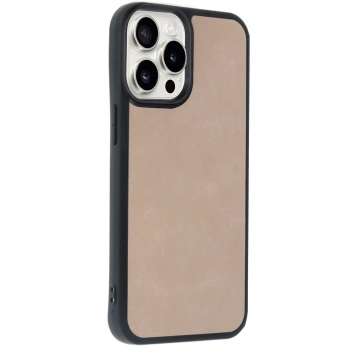 iPhone 14 Pro Max Kılıf Aras Deri Kapak - Pudra