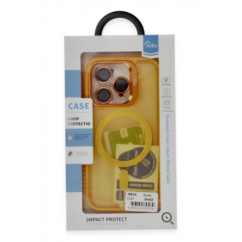 iPhone 14 Pro Max Kılıf Flet Lens Magsafe Kapak - Turuncu