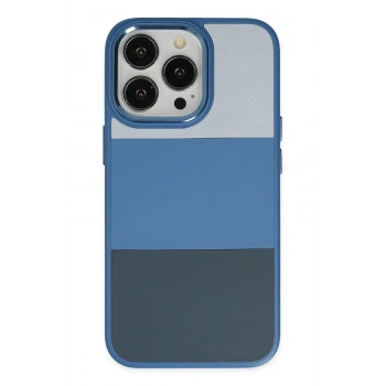 iPhone 14 Pro Max Kılıf King Kapak - Açık Mavi-Lacivert